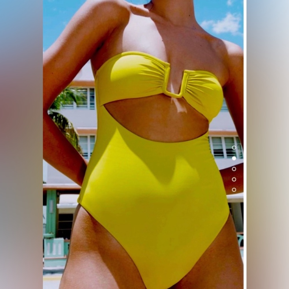 ZARA Cut-Out Swimsuit in Bright Chartreuse. Size Small. NWT’s.